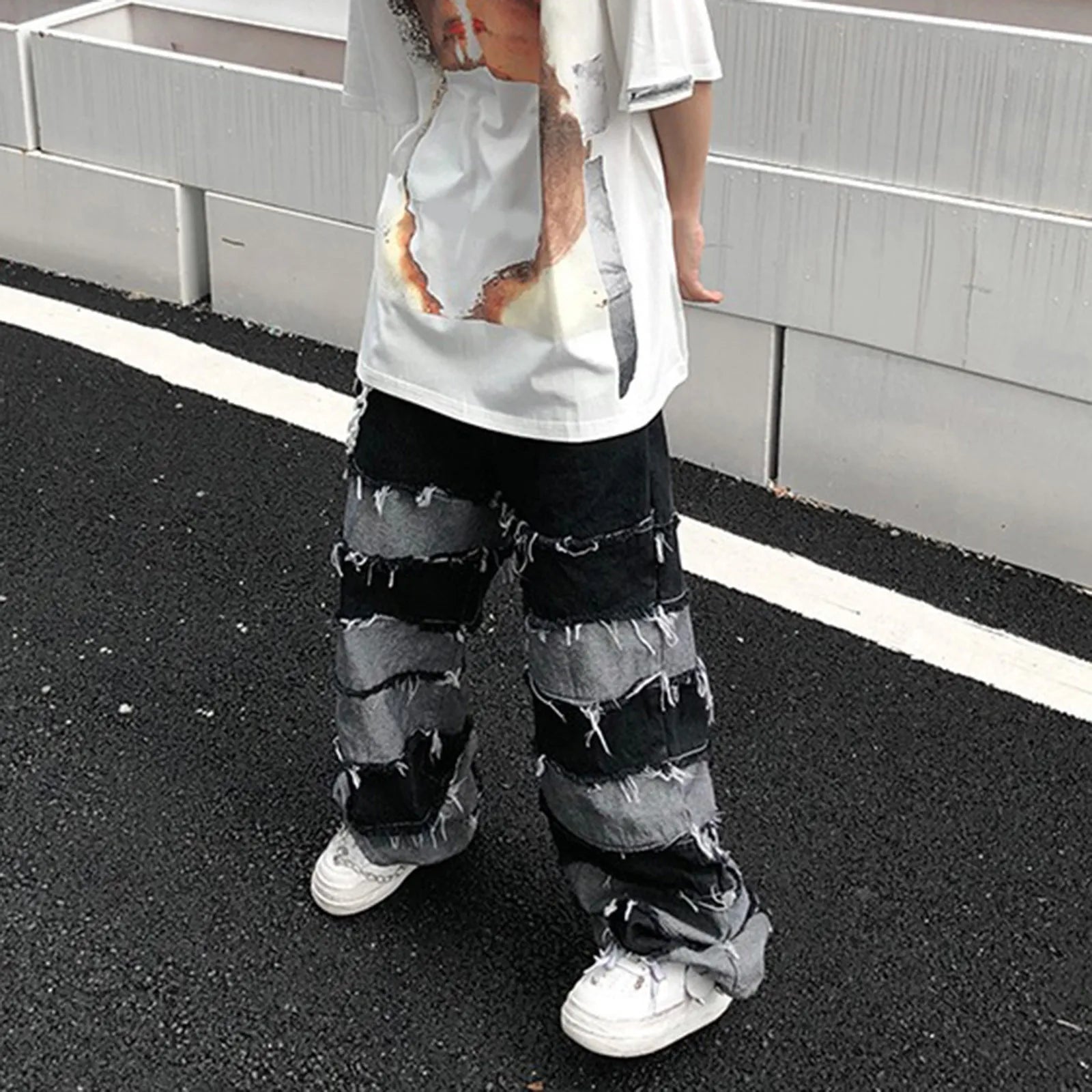 Splice Wide Leg Jeans
